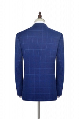 Blue Plaid Notched Lapel UK Custom Suit For Men | Latest Design Single Breasted Two Pockets Hand Made British Men Suit_4
