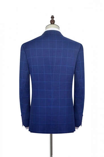 Blue Plaid Notched Lapel UK Custom Suit For Men | Latest Design Single Breasted Two Pockets Hand Made British Men Suit_4