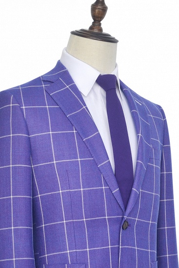 Bespoke Violet Purple Two Patch Pockets Custom Suit | Classic Single Breasted Peak Lapel Wedding Tuxedos For Bestman_6