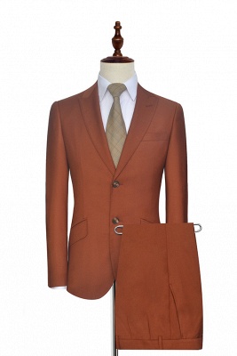 New Trendy Rust Red Two Button Custom Suit For Office | Single Breasted Peaked Lapel Tailoring Suit_1