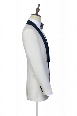 White Shawl Collar Single Breasted UK Wedding Suit | New Trendy 2 Pocket UK Custom Suit For Men_5