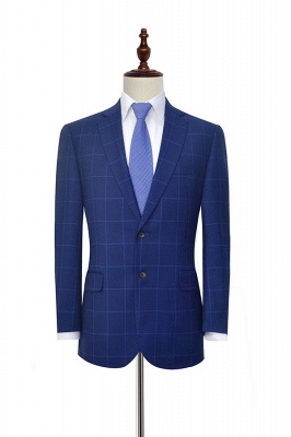 Blue Plaid Notched Lapel UK Custom Suit For Men | Latest Design Single Breasted Two Pockets Hand Made British Men Suit_3
