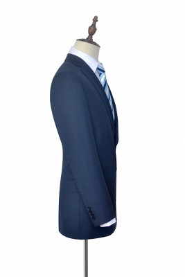 Dark Grey Blue Notched Lapel UK Custom Suit For Men | Fashion Single Breasted Two Botton Business British Men Suit_5