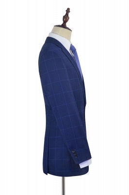 Blue Plaid Notched Lapel UK Custom Suit For Men | Latest Design Single Breasted Two Pockets Hand Made British Men Suit_5