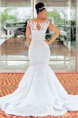 Mermaid Jewel Sleeveless Lace Appliques UK Wedding Dress_2