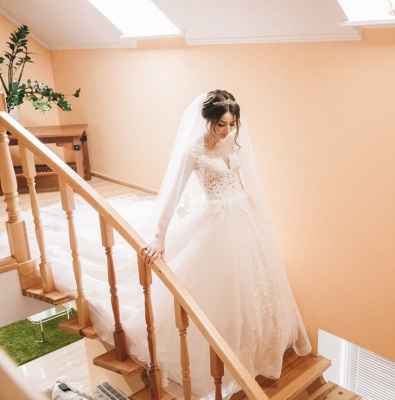 Elegant Lace V-Neck Appliques Sleeveless UK Wedding Dress_6