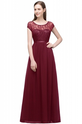 Summer Floor Length With Sleeves Lace Bridesmaid Dresses UK with Sash_1