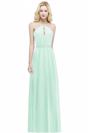 Summer Keyhole Neckline Spaghetti Bridesmaid Dresses UK with Beading Sash_2