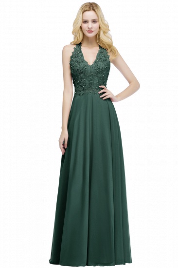 Summer V-neck Sleeveless Long Appliques Chiffon Bridesmaid Dresses UK_4