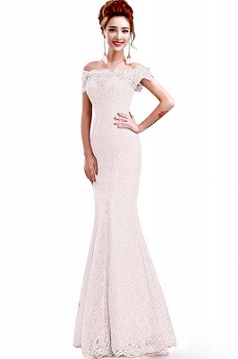 Sexy Trumpt Off Shoulder  Floor-Length Lace Bridesmaid Dresses UK_2
