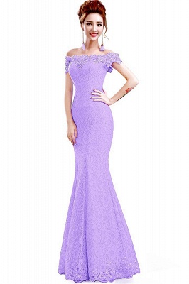Sexy Trumpt Off Shoulder  Floor-Length Lace Bridesmaid Dresses UK_8