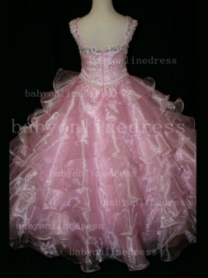 Formal Cheap Pageant Dresses for Girls with Beauty Customized Beaded Flower Girls Gowns for Sale_1