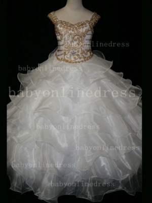 Formal Cheap Pageant Dresses for Girls with Beauty Customized Beaded Flower Girls Gowns for Sale_2
