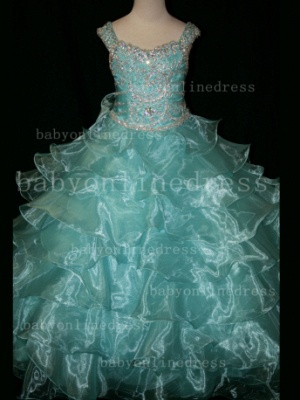 Formal Cheap Pageant Dresses for Girls with Beauty Customized Beaded Flower Girls Gowns for Sale_4