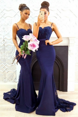 Spaghetti Straps Backless Spring Bridesmaid Dresses UK Cheap Sexy Trumpt Lace Evening Gown BA7878_1