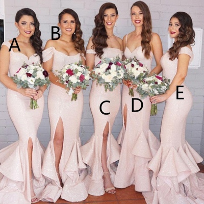 Modest Pink Sexy Trumpt Spaghetti Strap Bridesmaid Dress | Bridesmaid Dress Online_3