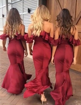 High-low V-Neck Bridesmaid Dresses UK | Sexy Trumpt Spaghetti Straps Maid of the Honor Dresses with Ruffles_3