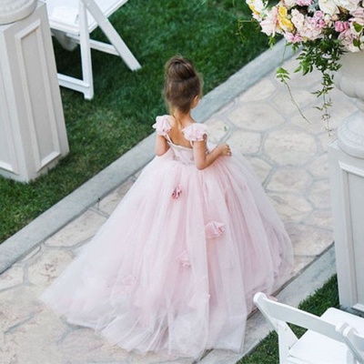 Cute Pink Tulle UK Flower Girl Dress New Trendy Long Children Dresses BA1419_3