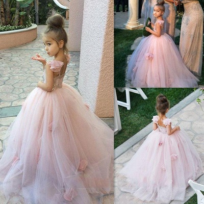 Cute Pink Tulle UK Flower Girl Dress New Trendy Long Children Dresses BA1419_4