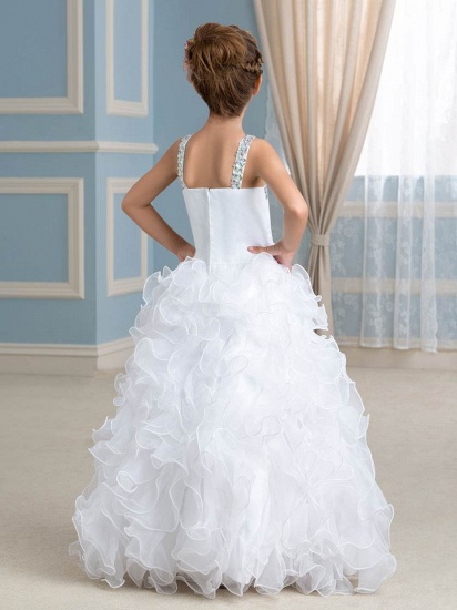 Organza Ruffles Puffy UK Flower Girl Dress with Beadings_3