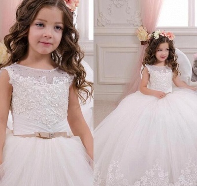 White Flower Girls' Dresses Lace Tulle Puffy Puffy Girls' Pageant Dresses Communion Gowns_3