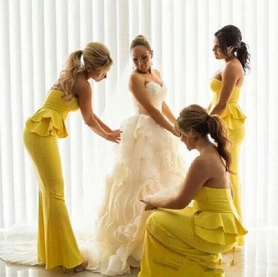 Bright-Yellow Long Sexy Trumpt Peplum Ruffles Bridesmaid Dresses UK_3