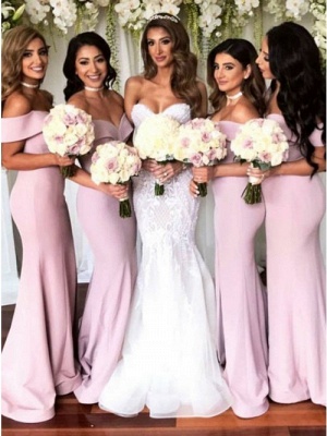 Modest Sexy Trumpt Sleeveless Bridesmaid Dresses UK | Elegant Pink Wedding Party Dresses_3