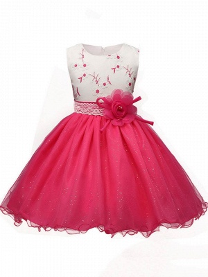 Cute Tulle Flower Lace Embroidery Ankle-Length UK Flower Girl Dress_1