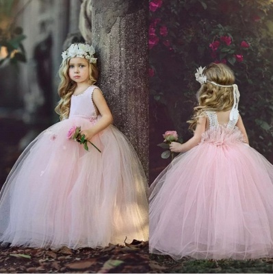 Cute Long Pink Ball-Gown UK Flower Girl Dresses_2