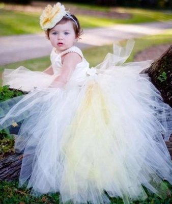 Ball-Gown Tull Scoop Sleeveless Pearls UK Flower Girl Dresses_2