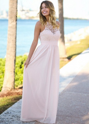 Open Back Pink Lace Chiffon Bridesmaid Dress | Sleeveless Spring Dresses for Maid Of Honor Cheap_3