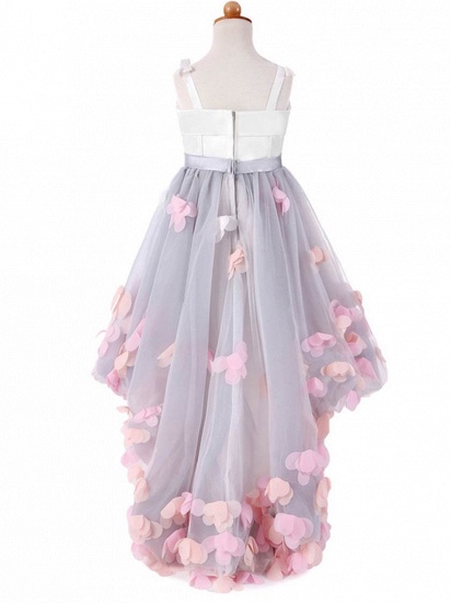 Cute Tulle Straps Bowknot Sweep Train UK Flower Girl Dress_3