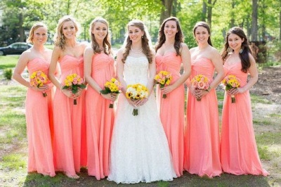 Simple Strapless Ruched Floor-length New-Arrival Bridesmaid Dresses UK_2