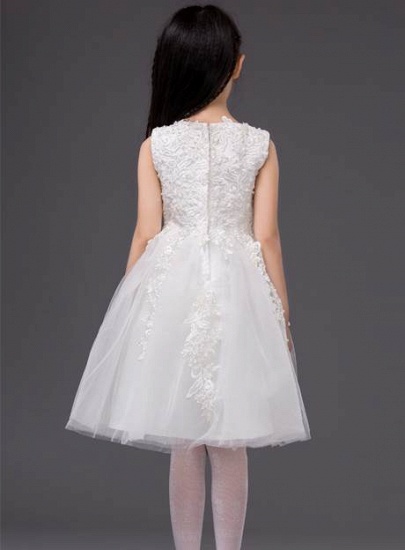 Cute Tulle Jewel Applique Knee-Length UK Flower Girl Dress_3