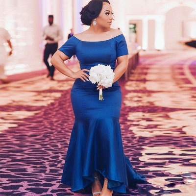 Elegant Blue Plus Size Wedding Party Dresses | Sexy Trumpt Satin Bridesmaid Dresses UK_3