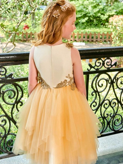 Cute Tulle Scoop Appliques Knee-Length UK Flower Girl Dress_3