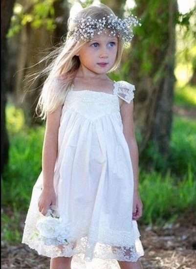 Cute Capped-Sleeves Crisscross Back Flower Girls Dresses_3