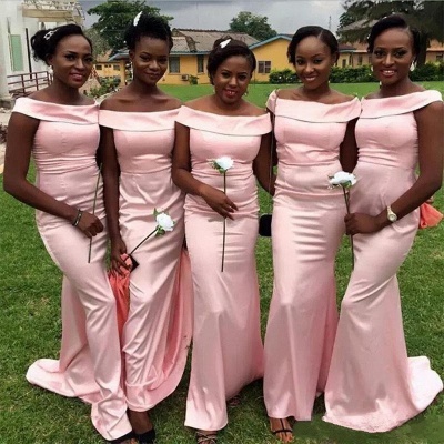 Elegant Bateau Pink Bridesmaid Dresses UK | Sexy Trumpt Sleeveless Wedding Party Dresses_3