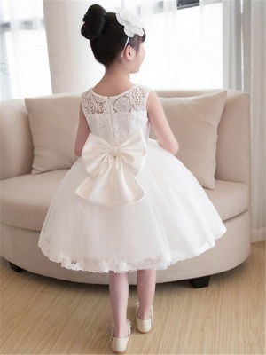 Cute Tulle Lace Straps Knee-Length UK Flower Girl Dress with Appliques_3
