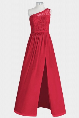 Fall Chiffon Lace One Shoulder Floor Length Bridesmaid Dresses UK with Slit_3
