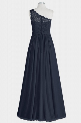 Fall Chiffon Lace One Shoulder Floor Length Bridesmaid Dresses UK with Slit_2