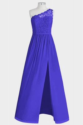 Fall Chiffon Lace One Shoulder Floor Length Bridesmaid Dresses UK with Slit_4