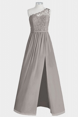 Fall Chiffon Lace One Shoulder Floor Length Bridesmaid Dresses UK with Slit_5