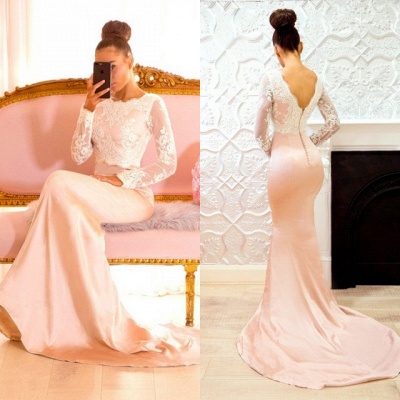 Long-Sleeve Lace Bridesmaid Dress | Sexy Trumpt Long Formal Wear_1