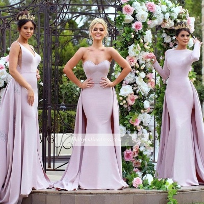 New Sexy Trumpt Bridesmaid Dresses UK | Winter Wedding Party Dresses with Overskirt_6