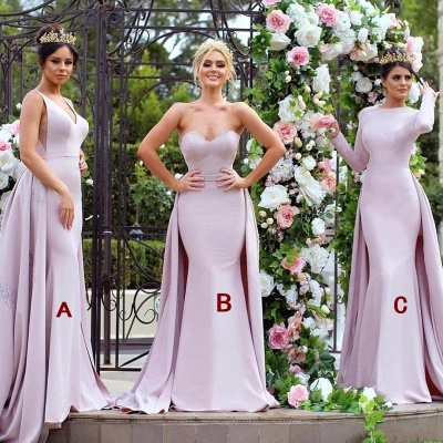 New Sexy Trumpt Bridesmaid Dresses UK | Winter Wedding Party Dresses with Overskirt_3