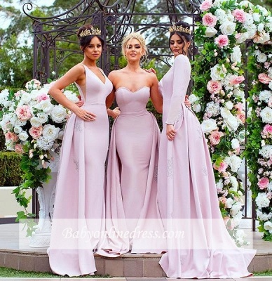 New Sexy Trumpt Bridesmaid Dresses UK | Winter Wedding Party Dresses with Overskirt_5