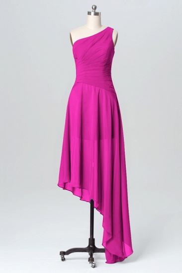 Fall Chiffon Asymmetrical One Shoulder Bridesmaid Dresses UK with Ruffles_5