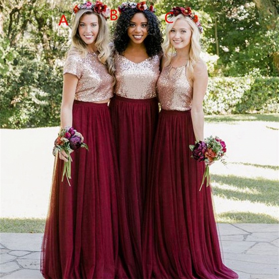 Long Sequin Bridesmaid Dresses UK, chiffon Burugndy Bridesmaid Dress_3