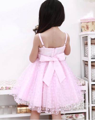 A line Lace Spaghetti Straps Heart shape Pattern UK Flower Girl Dress_3